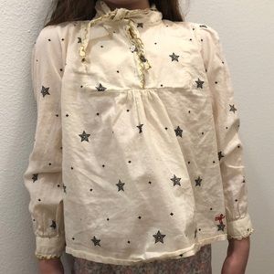 Zef Star Print neck Tie Blouse